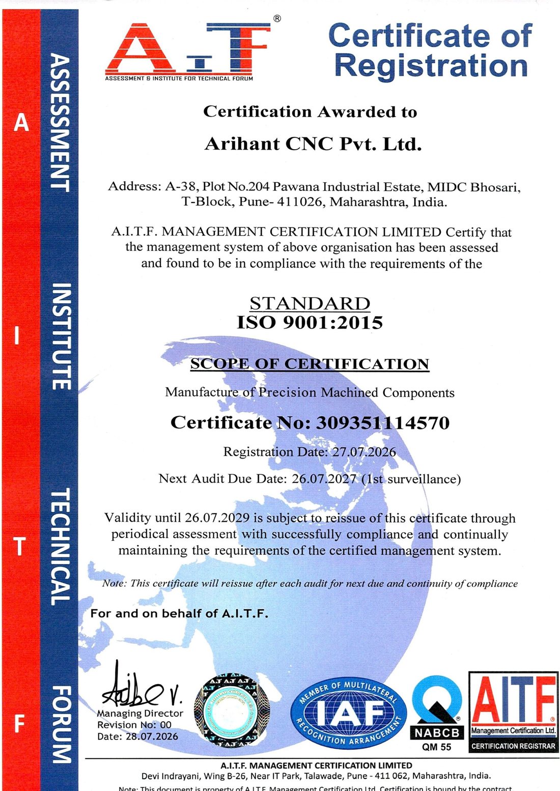 ISO 9001:2015 certificate