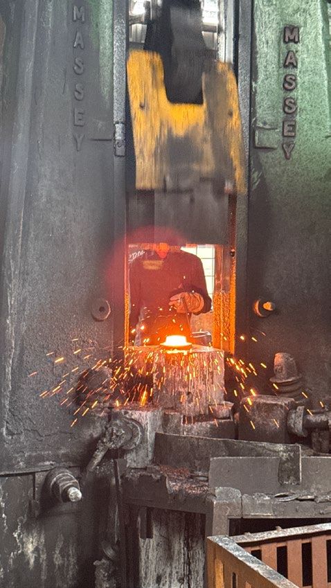 Hot forging on a Massey hammer