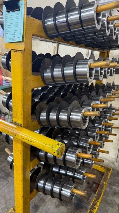 Rack of finished machined parts