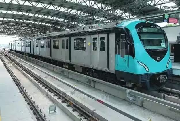 Metro train in a depot